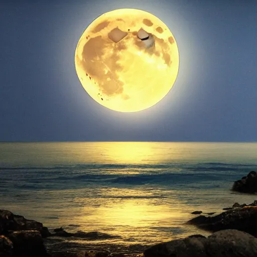 Image similar to the moon crashing into the sea