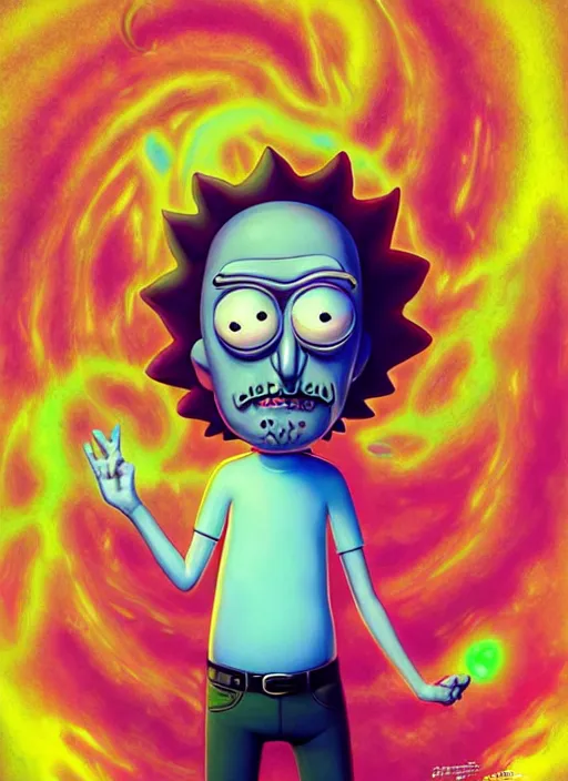 A psychedelic portrait of rick and morty minion, | Stable Diffusion ...