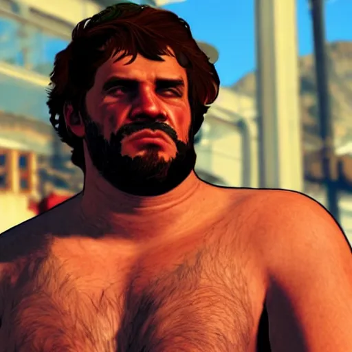 Prompt: close up portrait of drunken hercules in gta v