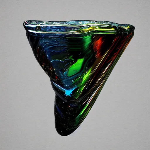 Image similar to a small liquid sculpture as a corvette, viscous, reflective, digital art