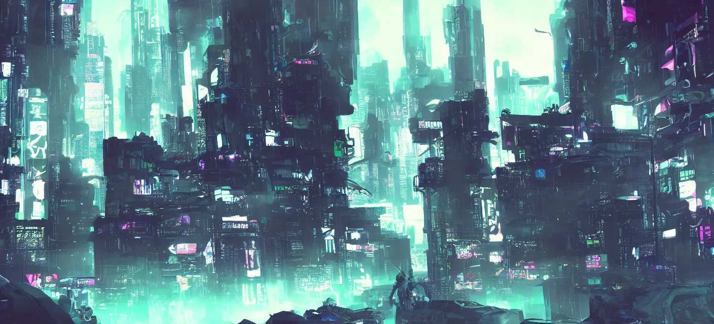 Image similar to desktop wallpaper, cyberpunk, pastel, videogame, concept art