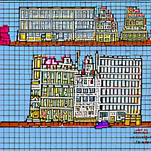 Prompt: pixel art drawing of the city of london