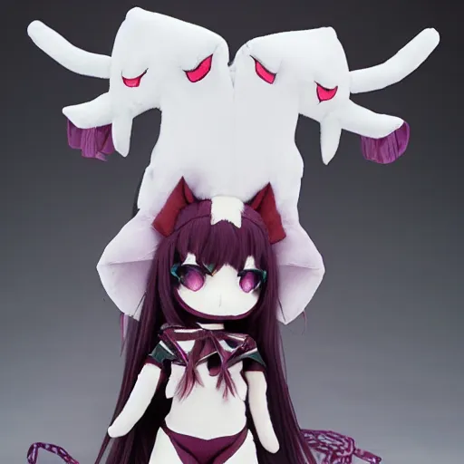 Image similar to cute fumo plush of a creature of the underworld, chibi demon girl