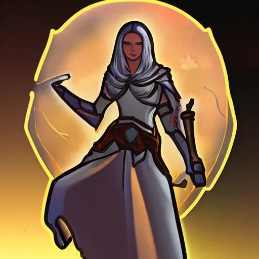 Image similar to a sticker of an aasimar from dungeons and dragons