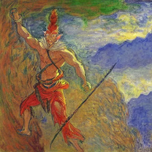 Image similar to Sun Wukong, Journey to the west, Claude Monet