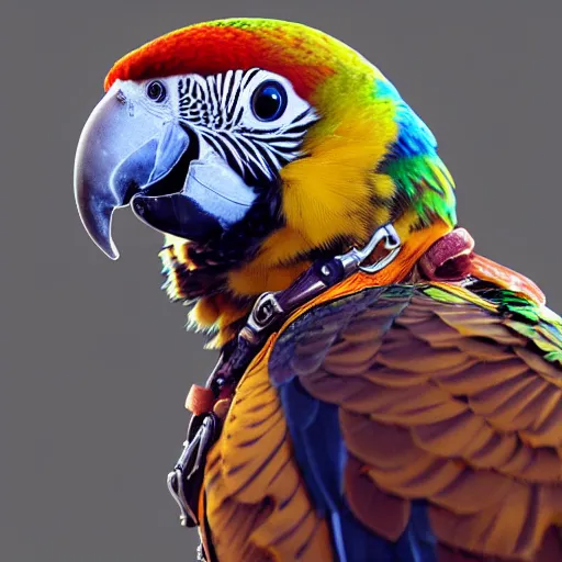 Prompt: a profile picture of a parrot with steampunk googles, by ROSS tran, 4k