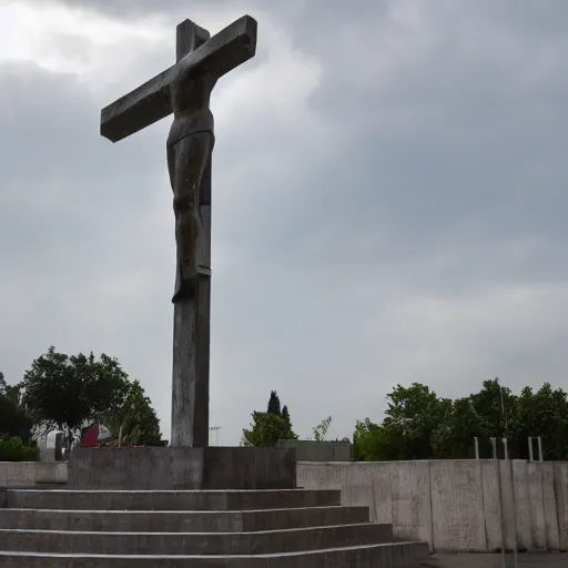 Image similar to giant concrete statue of Christ on a cross