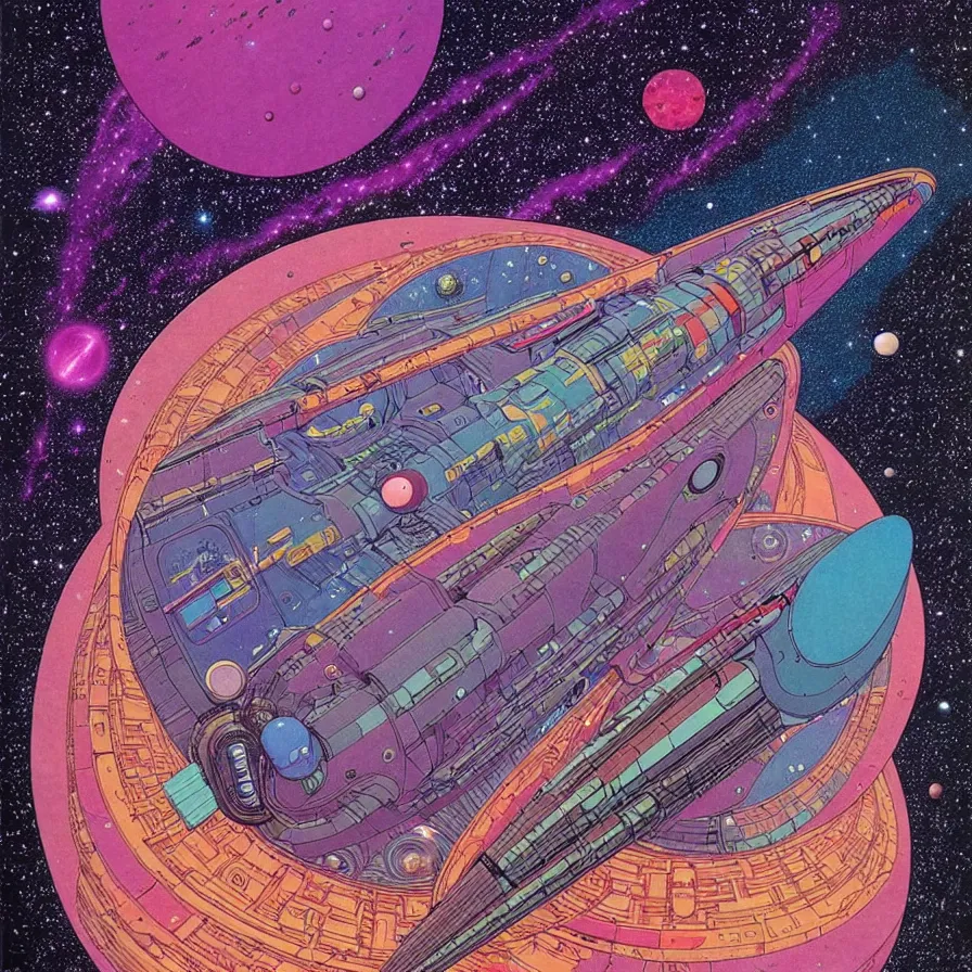 Prompt: ( ( ( ( the dimensional gap at the end of the galaxy and space ship ) ) ) ) by mœbius!!!!!!!!!!!!!!!!!!!!!!!!!!!, overdetailed art, colorful, artistic record jacket design