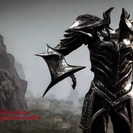 Image similar to daedric armor Tom Cruise vs Barrack Obama ebony warrior Skyrim Mod 4K award winning game of the year 120 HZ refresh rate