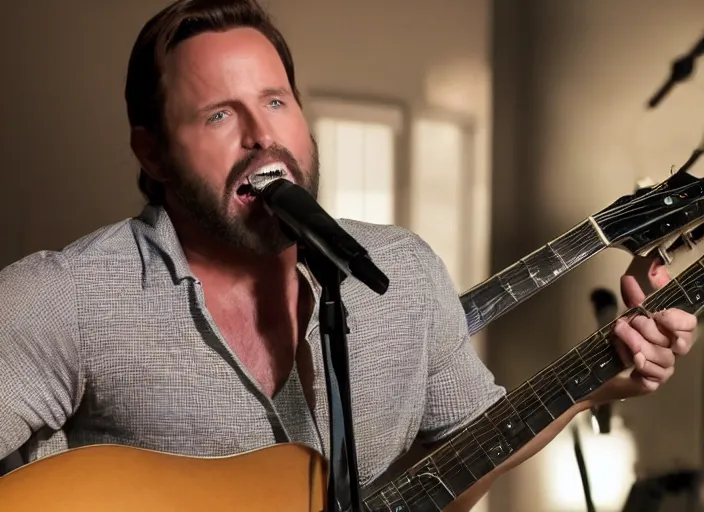 Image similar to keith buckley singing, movie still, from the new a star is born movie, 8 k, realistic