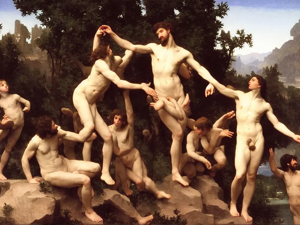 Prompt: the creation of Adam, the first man, bouguereau