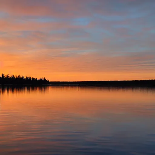 Prompt: lake view in taipalsaari, sunset