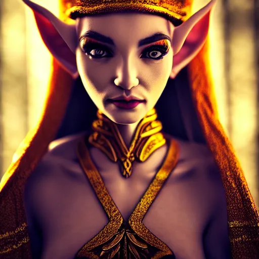 Image similar to beautiful elf with ornate robes, highly detailed, 4k, HDR, smooth, sharp focus, hyper realistic, high resolution