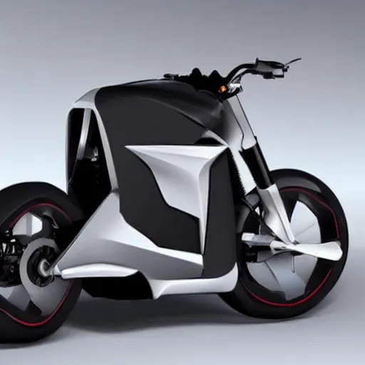 Prompt: a motorcycle from the company Tesla in the year 2030
