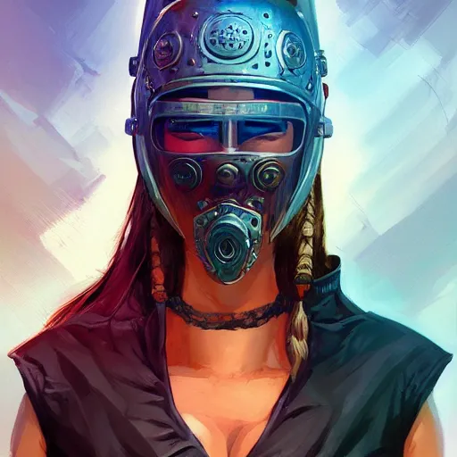 Image similar to cyberpunk viking helmet mask warrior goddess robot ninja fantasy, art gta 5 cover, official fanart behance hd artstation by jesper ejsing, by rhads, makoto shinkai and lois van baarle, ilya kuvshinov, ossdraws