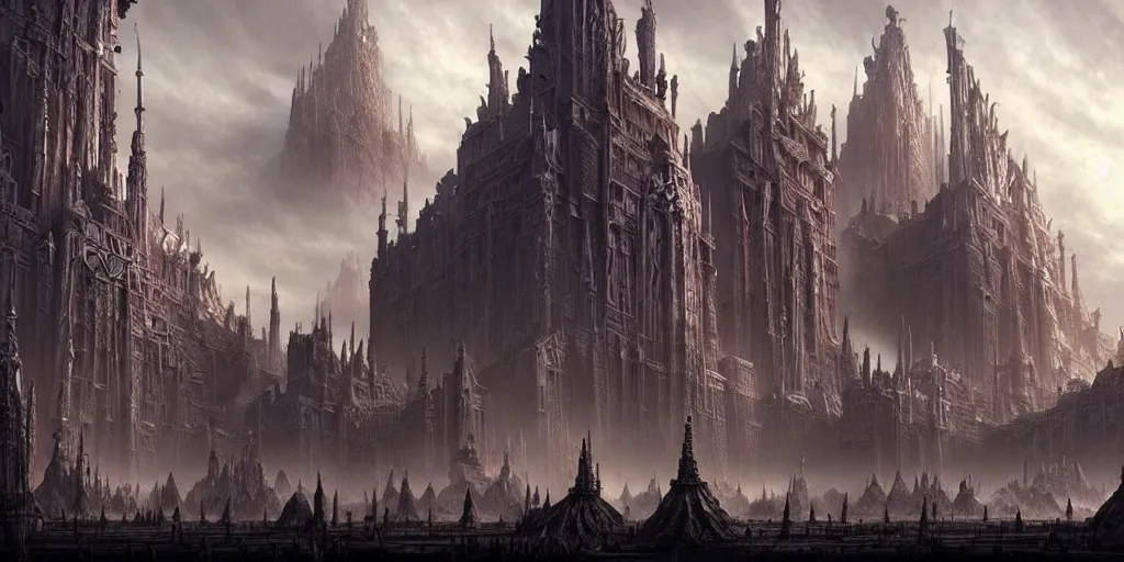 Prompt: a beautiful and insanely detailed matte painting of an advanced sprawling undead civilization with surreal architecture designed by akihiko yoshida!, whimsical!!, epic scale, intricate details, sense of awe, elite, fantasy realism, complex layered composition!!