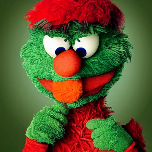 Image similar to Portrait of Elmo from Sesame Street smoking that ganja weed