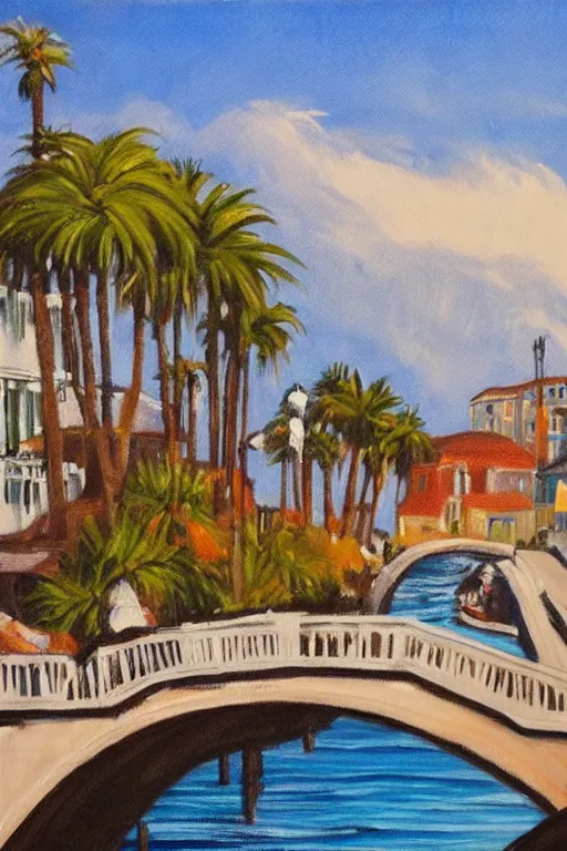 Image similar to bob ross painting of venice beach