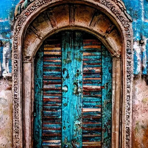 Prompt: A door in the sea, intricate details, eerie, highly detailed, colorful, clean, update