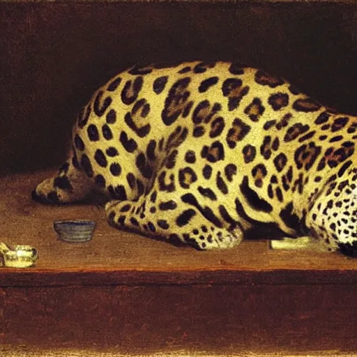 Image similar to Realistic still life of a Jaguar XK straight six engine, by Henri Fantin-Latour, 1866,