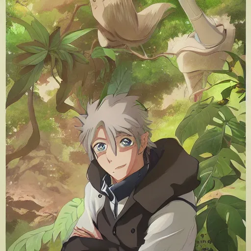 Prompt: portrait of bill rizer as a botanist, anime fantasy illustration by tomoyuki yamasaki, kyoto studio, madhouse, ufotable, trending on artstation