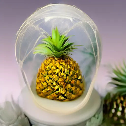 Image similar to snow globe with a pineapple inside, realistic