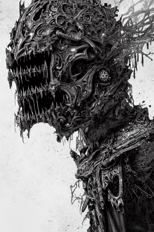 Image similar to a portrait of an ancient decayed lich king, dark fantasy setting, dynamic pose, cobwebs and dust, decay, close - up, intricate details, intricately detailed clothing, intricate textures, warm lighting, vivid colors, smoke and mist, realistic octane render, hyper realistic render, volumetric shading, depth of field, raytracing, 8 k,