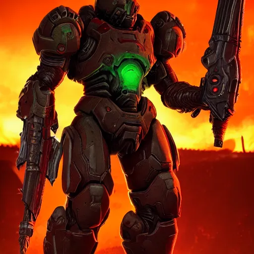 Image similar to doom slayer from doom eternal, photography