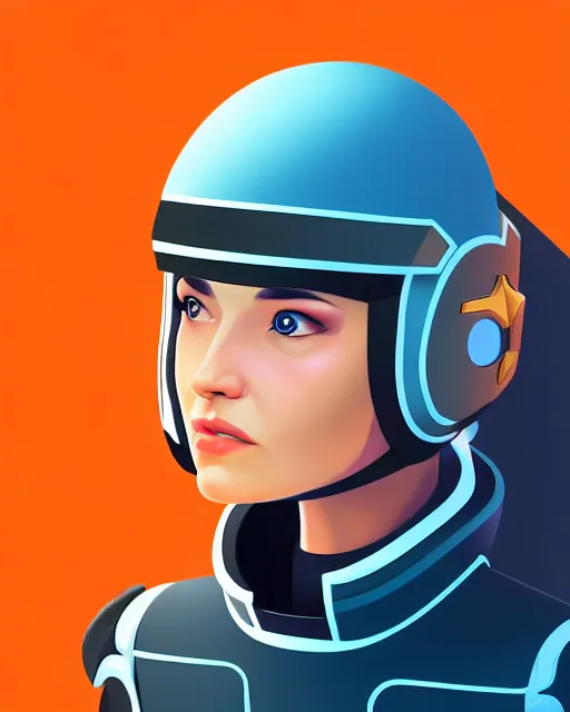 Image similar to isometric portrait of a starship captain with a helmet video game character, digital illustration portrait design perspective, detailed, gorgeous lighting, wide angle action dynamic portrait