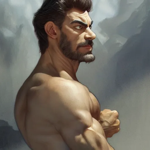 Prompt: a muscular clothed billy goat who is a stalker, similar to Mr Bean, D&D, fantasy, intricate, cinematic lighting, highly detailed, digital painting, artstation, concept art, smooth, sharp focus, illustration, art by Artgerm and Greg Rutkowski and Alphonse Mucha