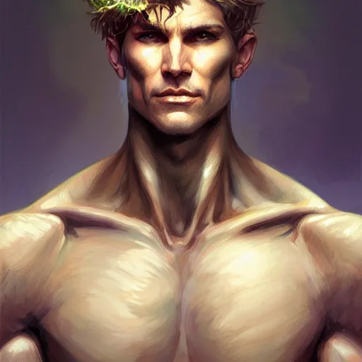 Image similar to sandman portrait of forest gog, male, clear face, masculine, upper body, muscular, fantasy, intricate, elegant, highly detailed, digital painting, artstation, concept art, matte, sharp focus, illustration, art by artgerm and greg rutkowski and alphonse mucha