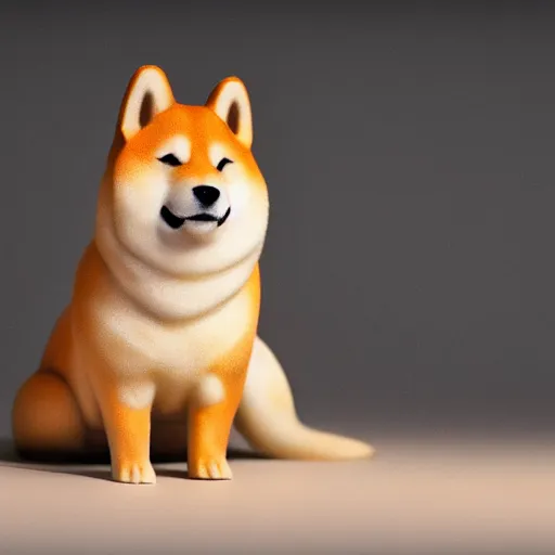 Image similar to a delicious steamed bun in the shape of a shiba inu. studio lighting, high resolution, high quality, dark background