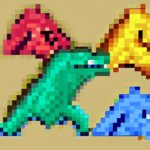 Prompt: pixel art dinosaur, retro