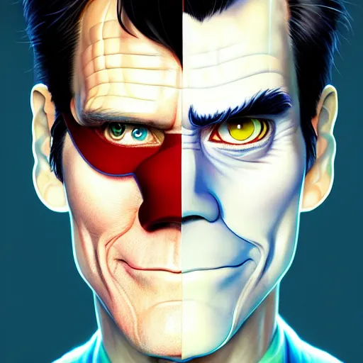 Image similar to jim carrey as the mask, portrait shinkai makoto studio ghibli studio key hideaki anno sakimichan stanley artgerm lau rossdraws james jean marc simonetti elegant highly detailed digital painting artstation pixiv