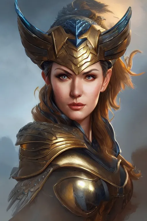 Image similar to amazon valkyrie athena, d & d, fantasy, portrait, highly detailed, headshot, digital painting, trending on artstation, concept art, sharp focus, illustration, art by artgerm and greg rutkowski and magali villeneuve