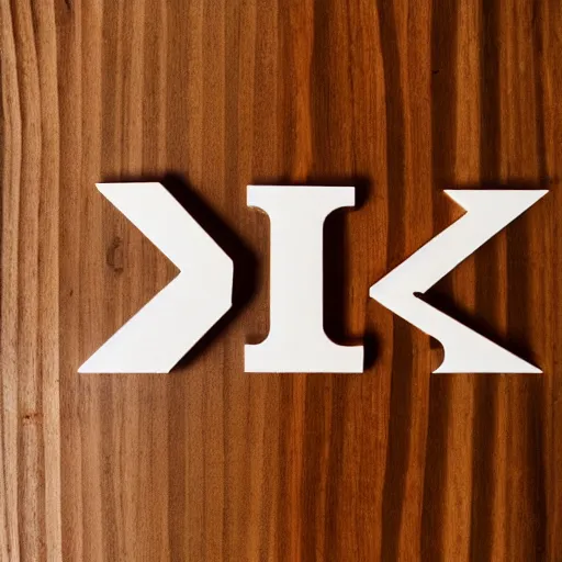 Image similar to minimalism logo of the letters ks on walnut wood.