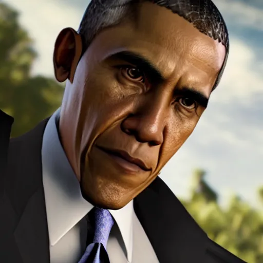 Prompt: a videogame still of Obama in Tekken 7, 40mm lens, shallow depth of field, split lighting