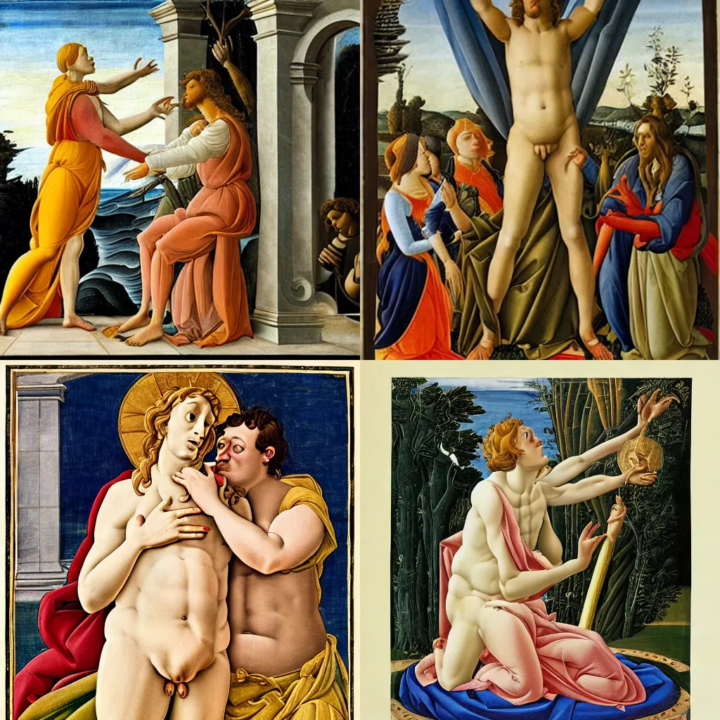 Prompt: Birth of Stephen Fry, by Botticelli