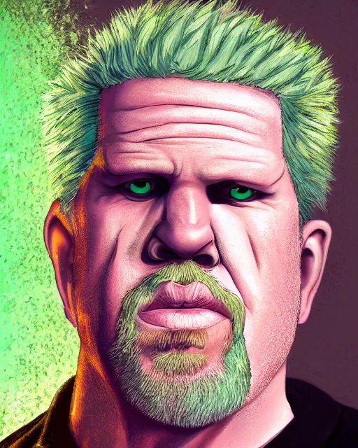 Image similar to portrait of ron perlman in the style of justin roiland. cinematic lighting. style of rick & morty. photographic, photography. by justin roiland
