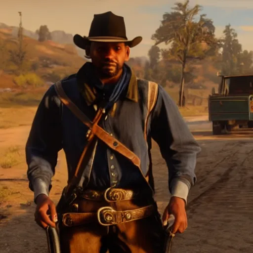 Prompt: Will Smith as a cowboy in Red Dead Redemption 2