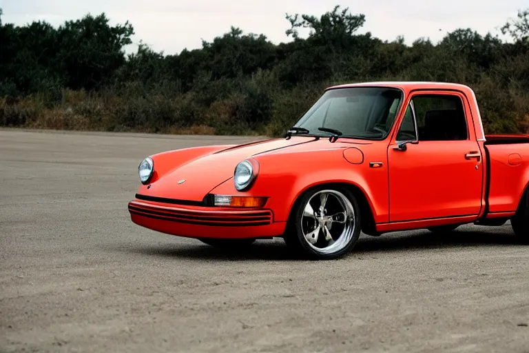 Image similar to 1975 pickup truck (((((((Porsche))))))) 959 movie still, speed, cinematic Eastman 5384 film