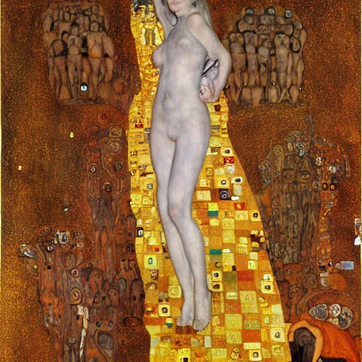 Prompt: dantes inferno, by blake, gustav klimt, bosch