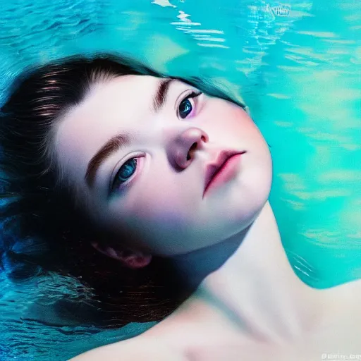 Image similar to portrait of a beautiful girl + anya taylor - joy floating under the deep dream water, beautiful smooth soft light + white petal, by personal photography, art by brookskim, closeup, 4 k, highly detailed, instagram,