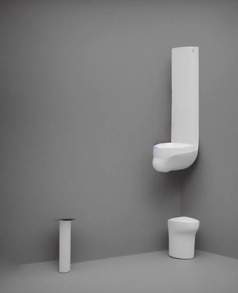 Image similar to a minimal studio packshot of an upside - down readymade urinal on a pedestal in an empty museum room, courtesy of centre pompidou