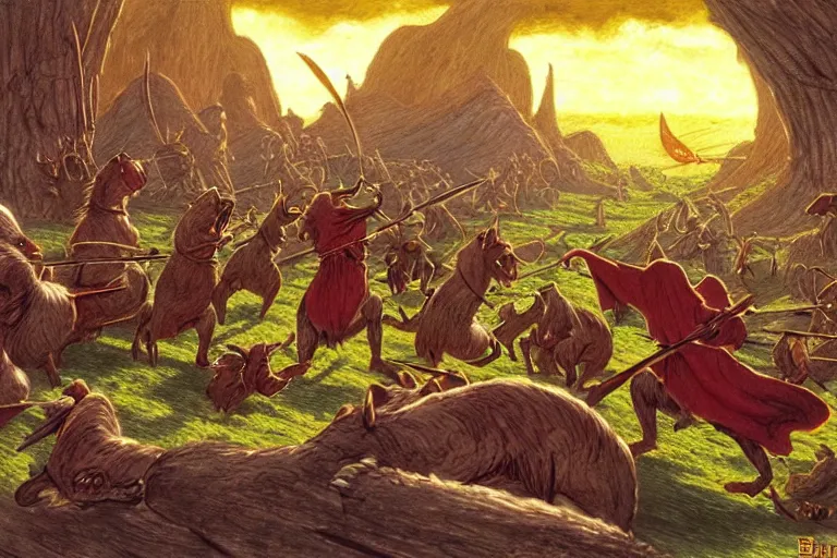 Prompt: an epic scene from redwall by brian jacques, detailed, fantasy concept art