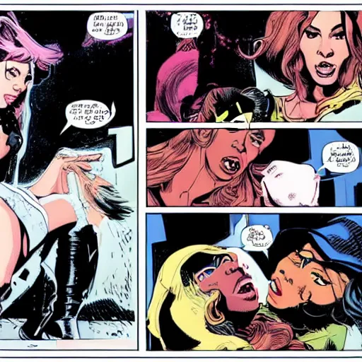 Image similar to in the style of rafael albuquerque comic art, serena williams and taylor swift arguing about who loves paris more.