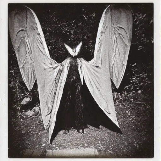 Image similar to real photograph of Mothman, taken on Polaroid