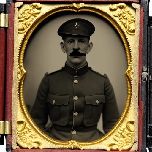 Image similar to facial portrait of luigi as a world war one soldier, 1 9 1 9, ambrotype, award winning