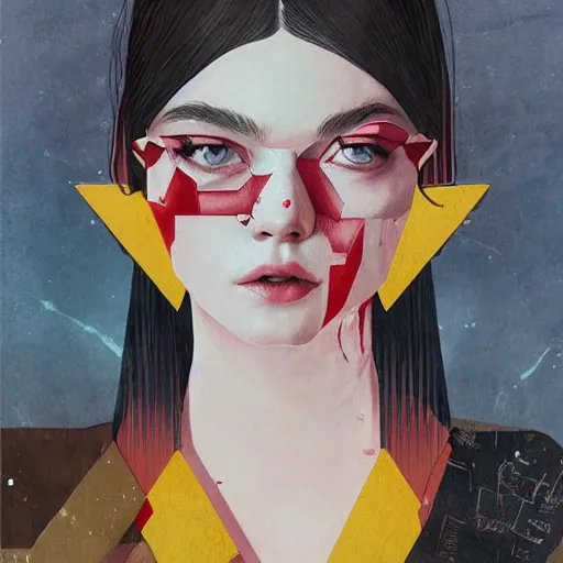 Prompt: Elle Fanning in Dante’s Inferno picture by Sachin Teng, asymmetrical, dark vibes, Realistic Painting , Organic painting, Matte Painting, geometric shapes, hard edges, graffiti, street art:2 by Sachin Teng:4
