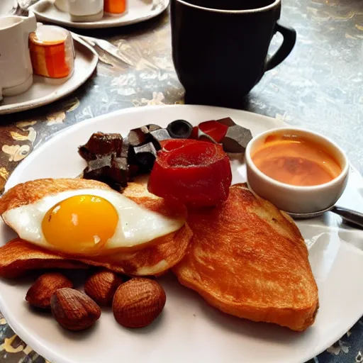 Image similar to full english breakfast of metal nuts and bolts